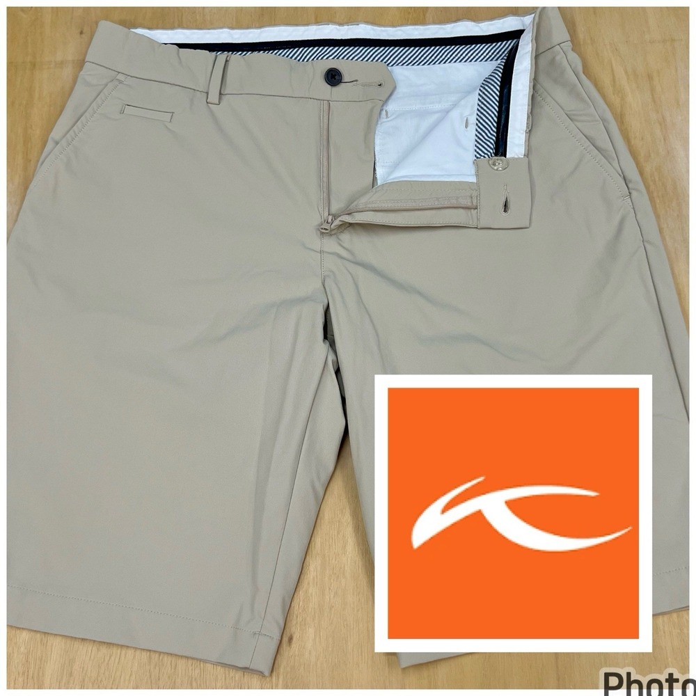 Kjus IKE Shorts Mens 36x11 Regular Fit Golf Performance Water Repellent Khaki